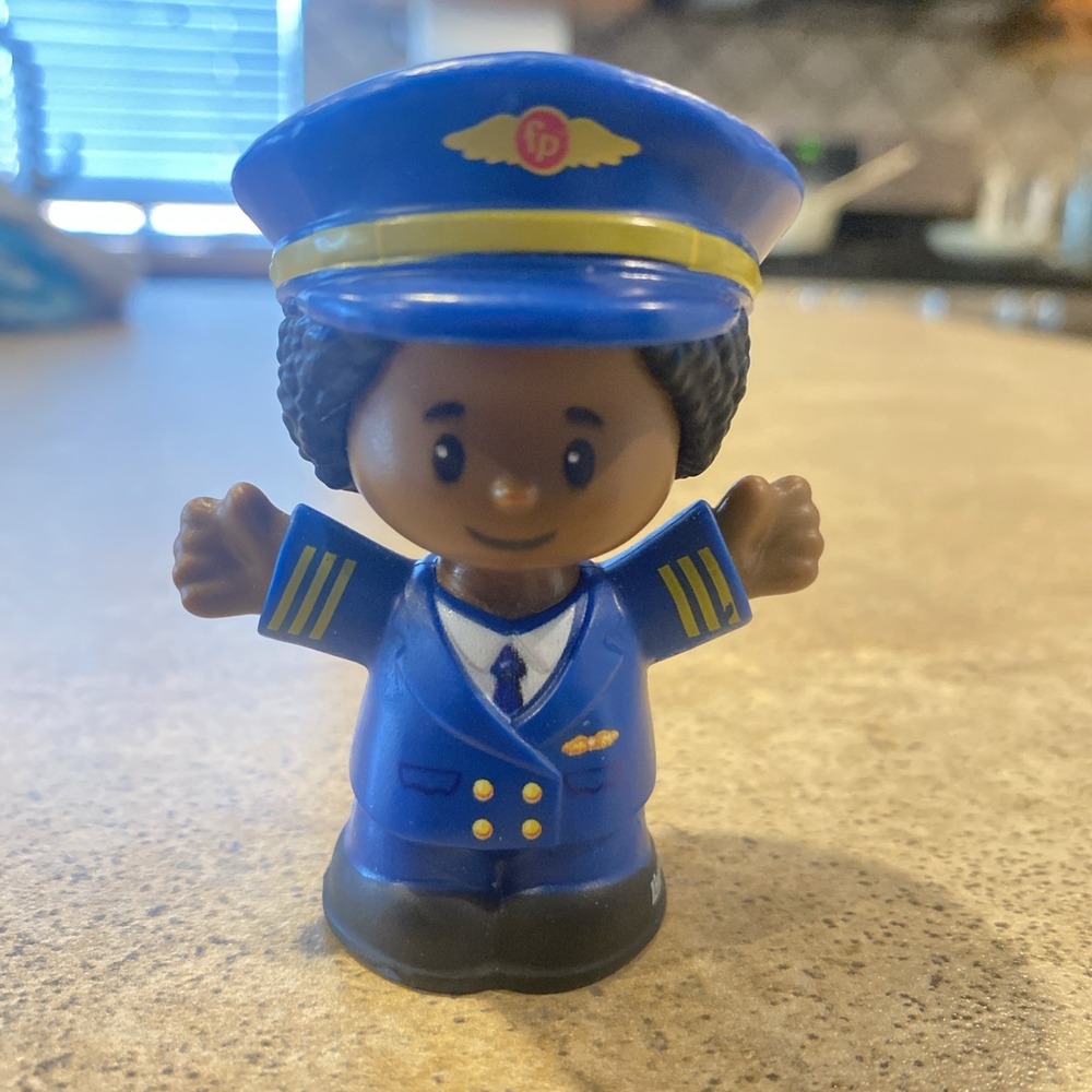 Fisher Price Little People African American Woman Pilot Airplane Used